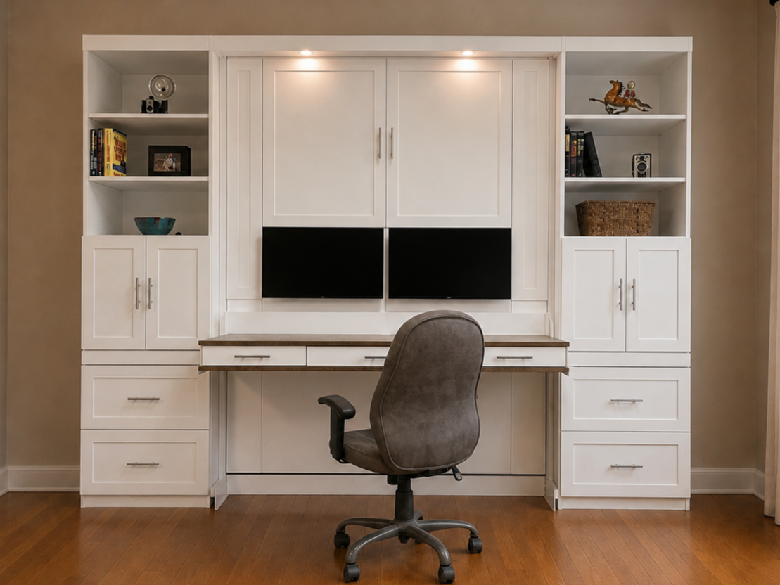 Murphy bed with two monitors 123-0426