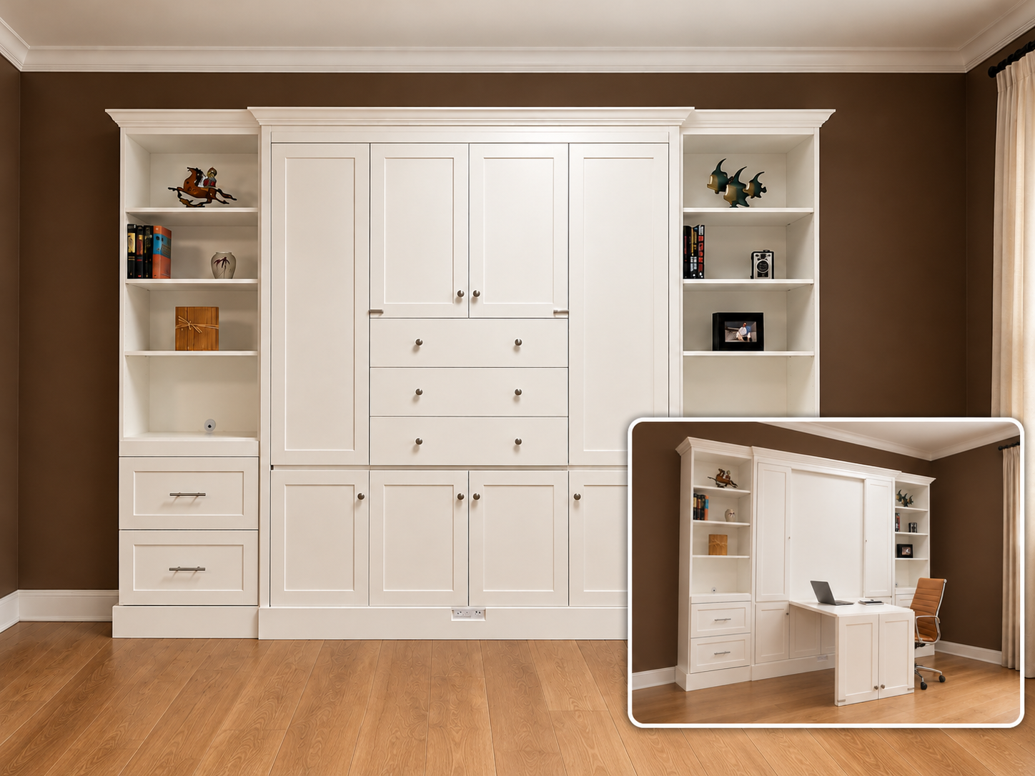 Shaker Inset Desk Murphy Bed 1320-0626