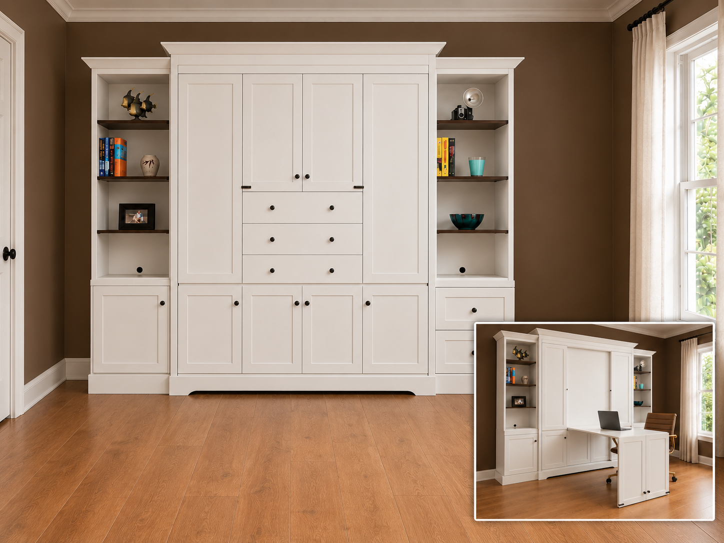 FLW Inset Desk Murphy Bed 134-0426