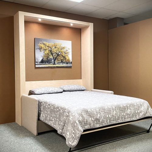 Modern Arm Murphy Bed Sofa Sofa Murphy bed shown with the bed open between arms.