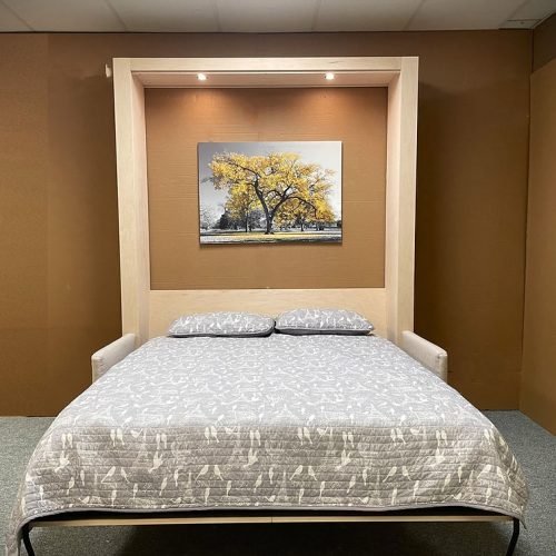 Murphy bed folding over a sofa Modern Arm Murphy Bed Sofa with the bed down.